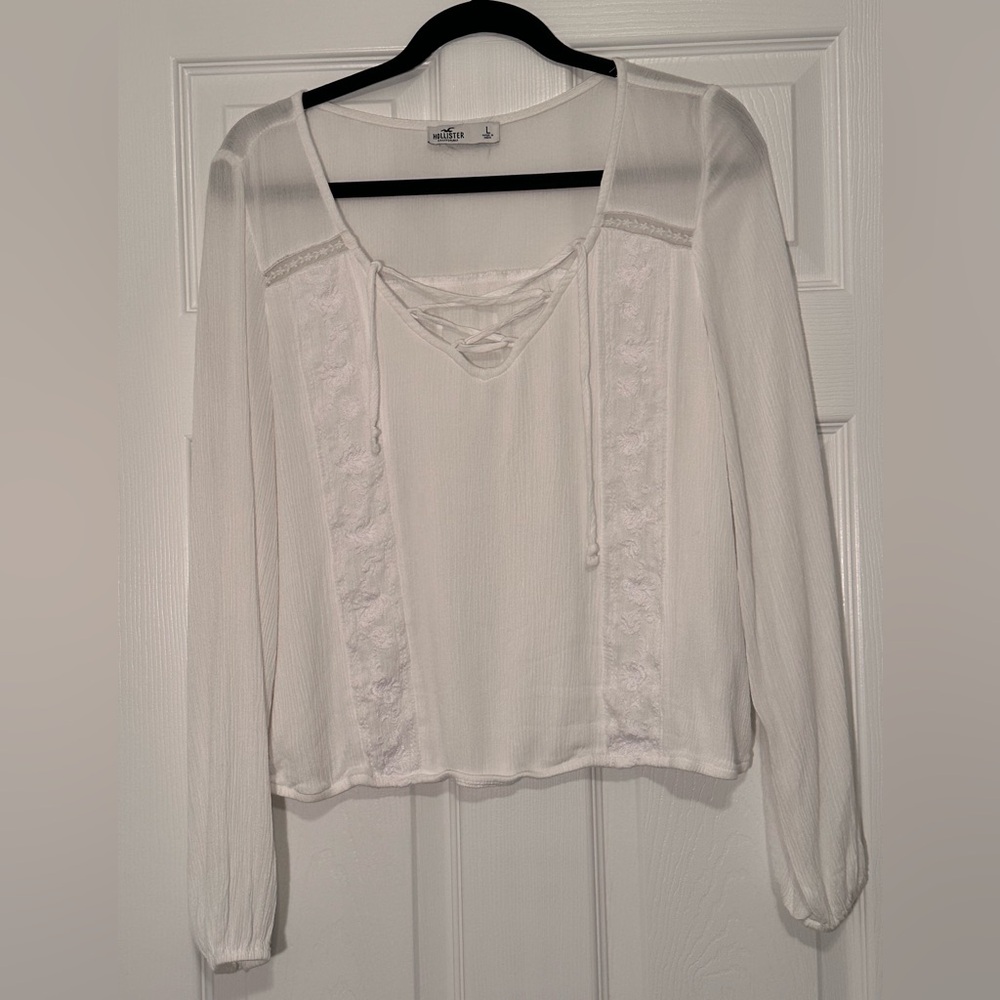 Hollister Ivory Lace-Up Blouse